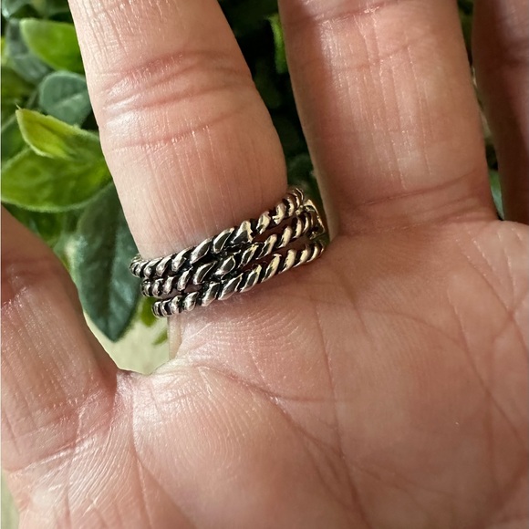 Park Lane “All That” Ring. Three Silver Twisted Strand With Unique Stones. 6 1/2 - Picture 3 of 8